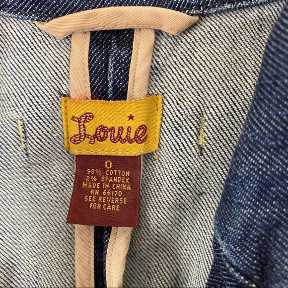 Anthropologie Louie Denim Jean Jacket Blazer 0 - Picture 6 of 9